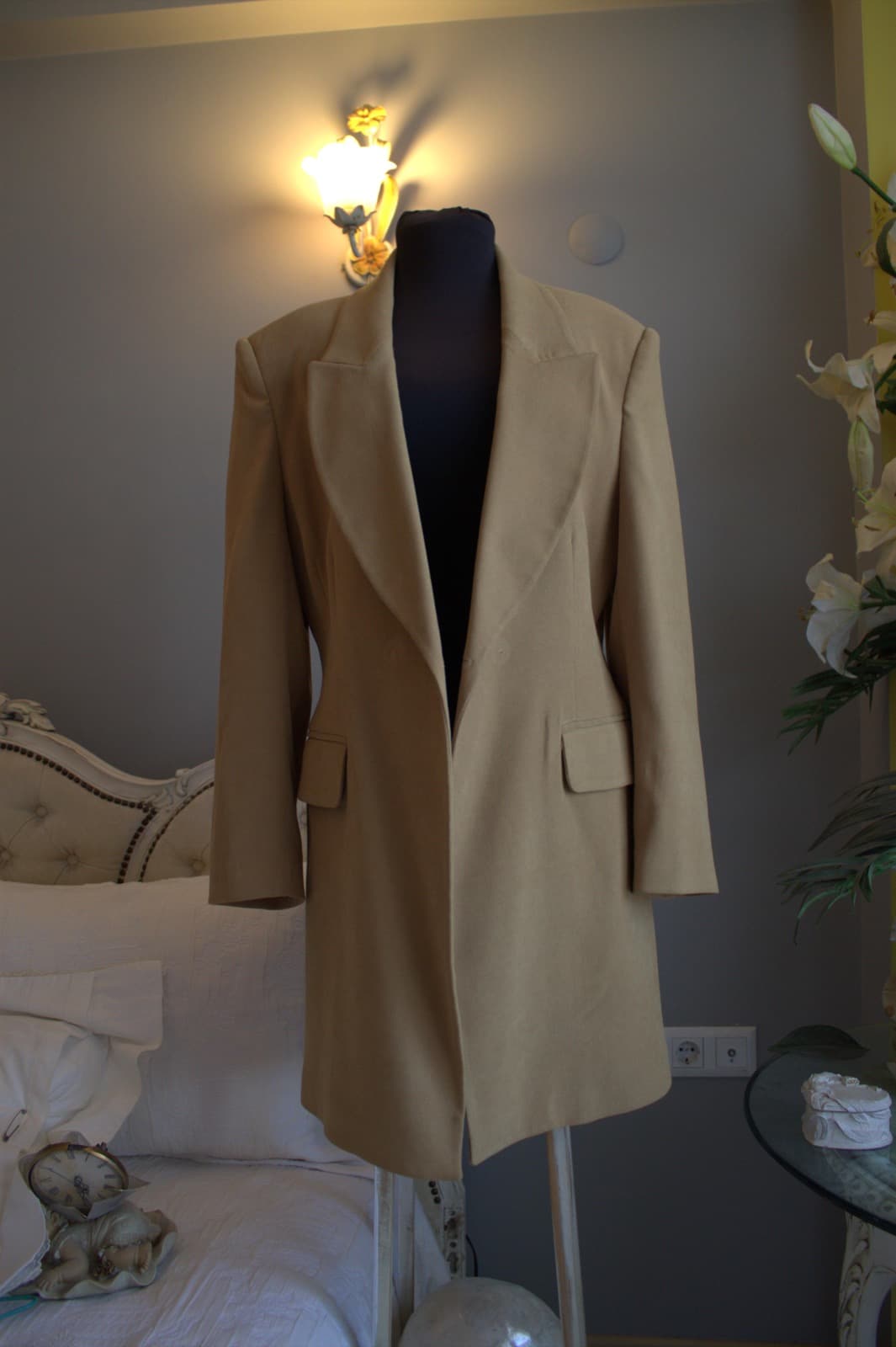 Acar camel renk uzun vintage blazer