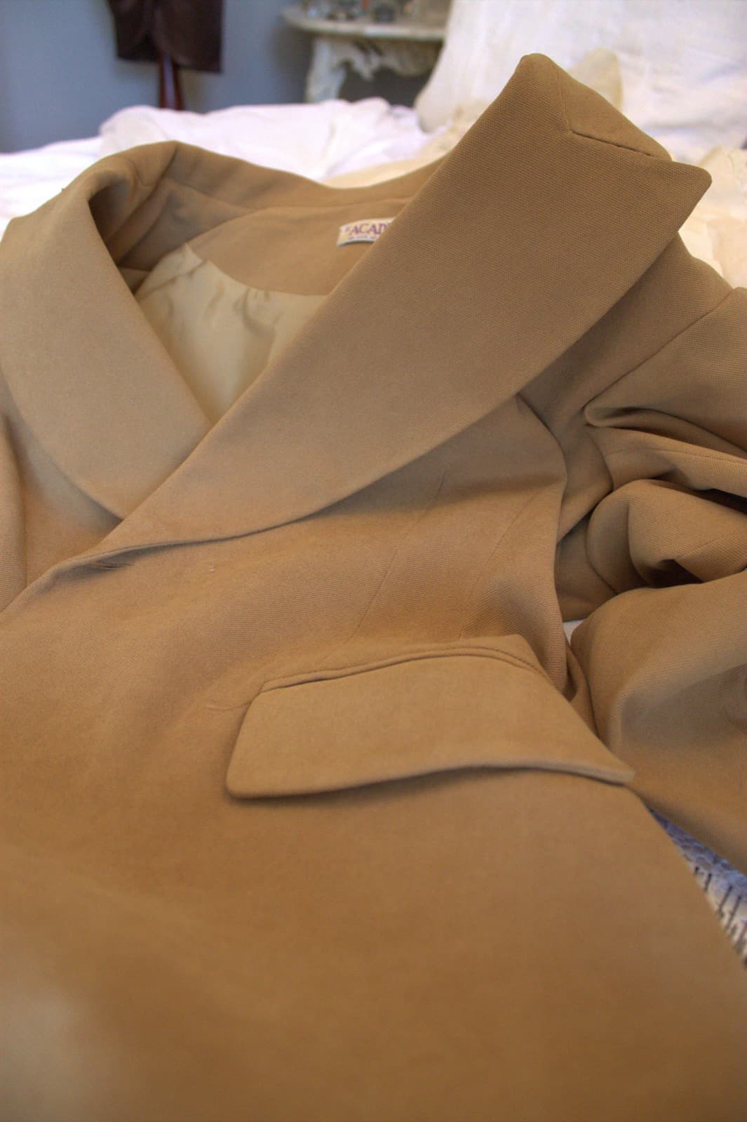 Acar camel renk uzun vintage blazer